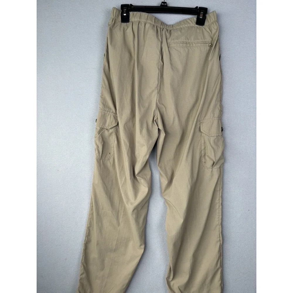 LL Bean Men's Pants Medium Reg Beige Tan Nylon Belted Cargo Hiking 3063